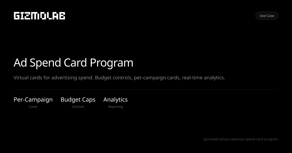 Ad Spend Cards | Virtual Cards for Digital Advertising | Gizmolab ...